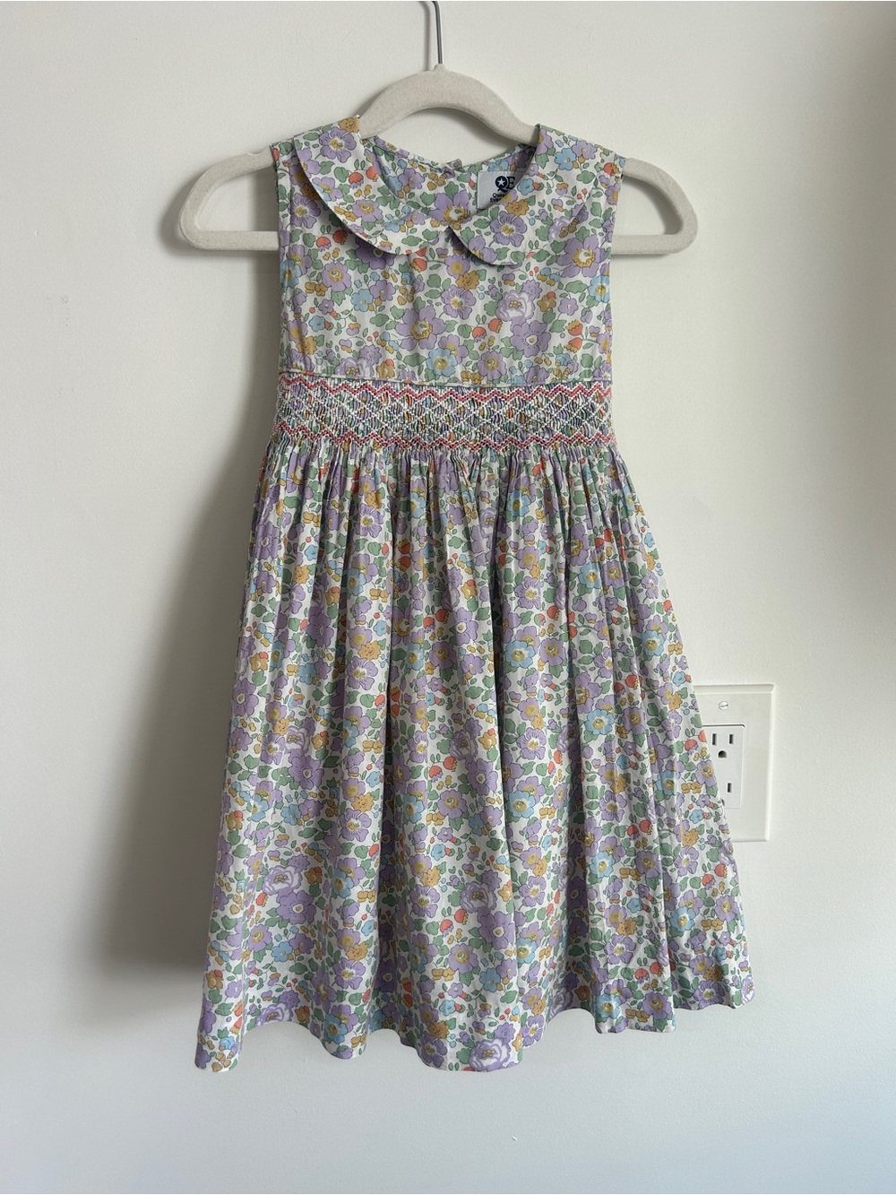 Girls' Liberty fabric Floral Smocked Dress with Peter Pan Collar